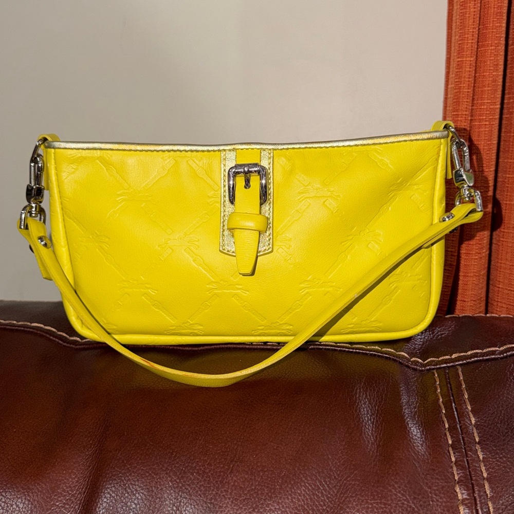 ‼️Longchamp Yellow Leather Pochette Shoulder Bag